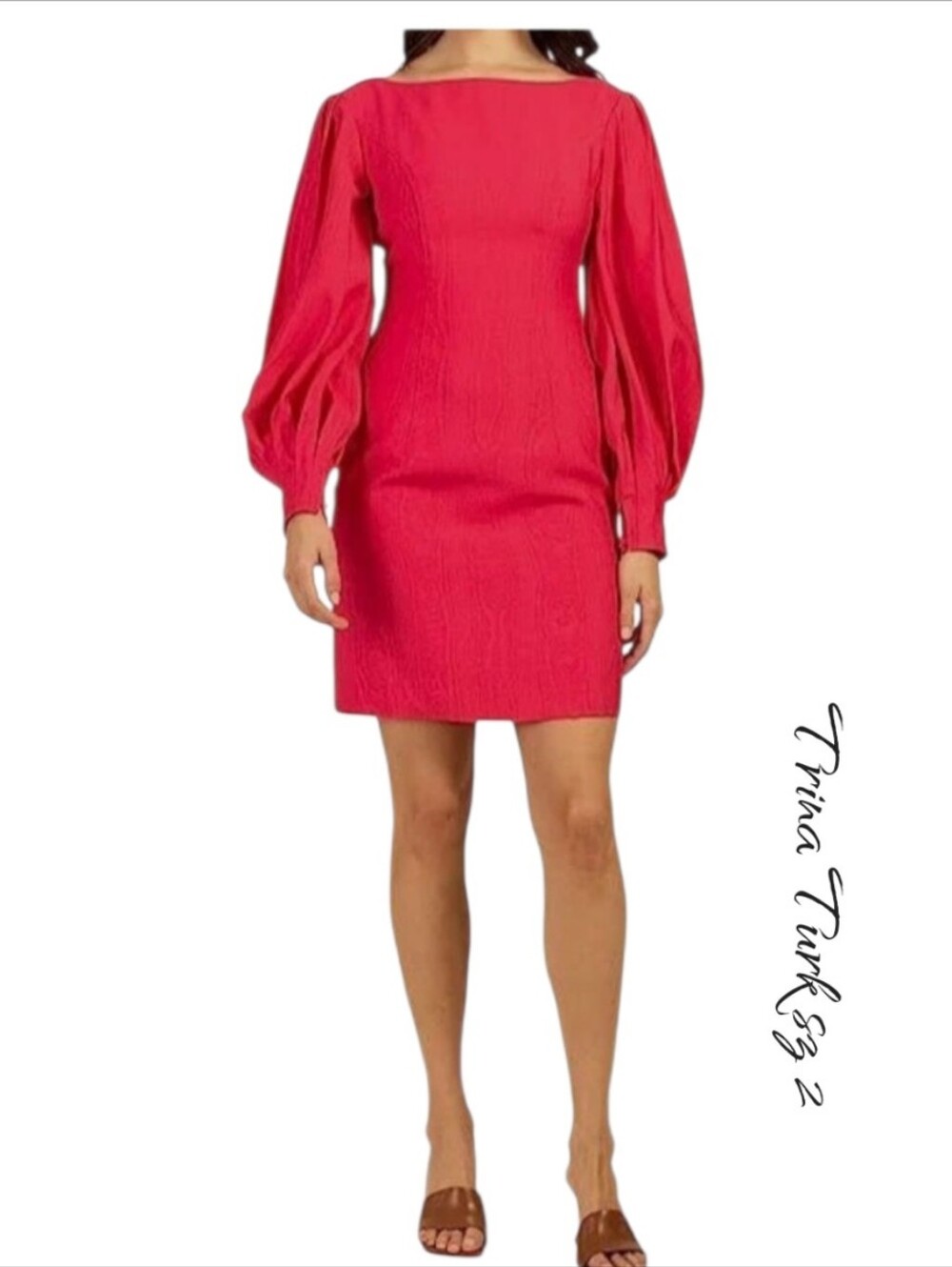 Trina Turk Hiya Pink Jacquard Puff Sleeve Sheath Mini Dress Size 2 NWT
